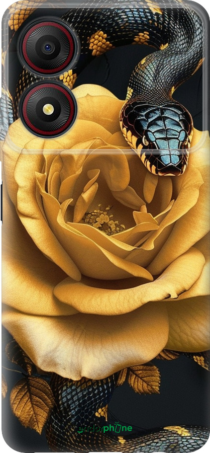 Силіконовий чехол Black snake and golden rose для ZTE Blade A34 - 6068u-3989 изображение 