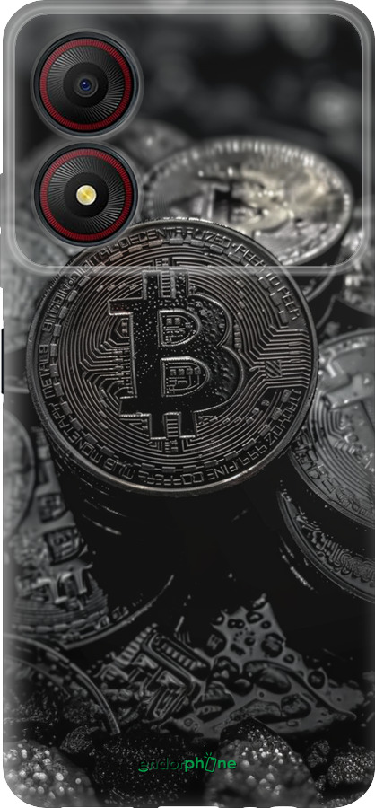 Силиконовый чехол Black Bitcoin для ZTE Blade A34 - 6090u-3989 изображение 