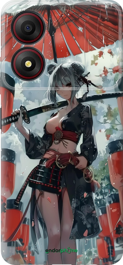 Силиконовый чехол Гейша-воин для ZTE Blade A34 - 6124u-3989 изображение 