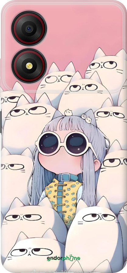 Силиконовый чехол Малышка с котами для ZTE Blade A34 - 6295u-3989 изображение 