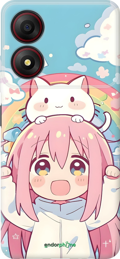 Силиконовый чехол Девочка аниме радуга для ZTE Blade A34 - 6304u-3989 изображение 