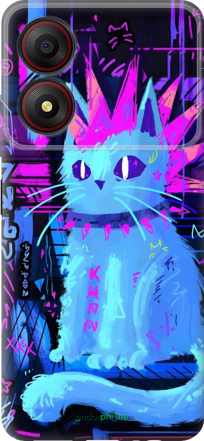Силиконовый чехол Кот панк для ZTE Blade A34 - 6311u-3989 изображение 