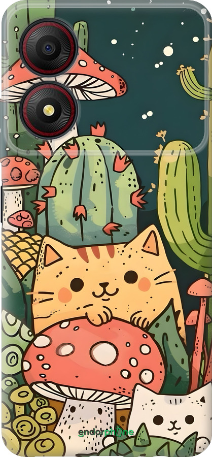 Силиконовый чехол Коты грибы для ZTE Blade A34 - 6321u-3989 изображение 