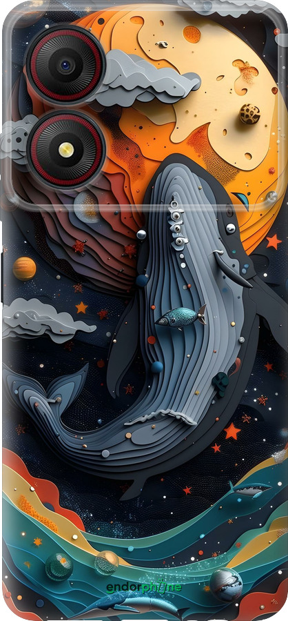 Силиконовый чехол Кит в космосе для ZTE Blade A34 - 6328u-3989 изображение 