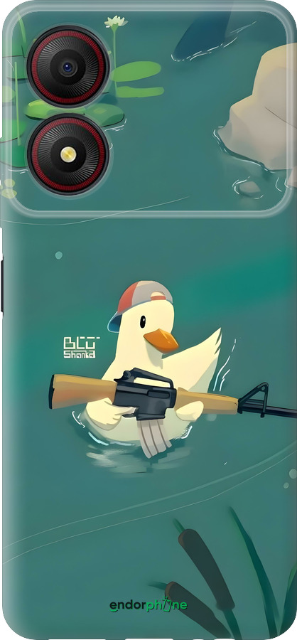 Силиконовый чехол Уточка с автоматом для ZTE Blade A34 - 6356u-3989 изображение 