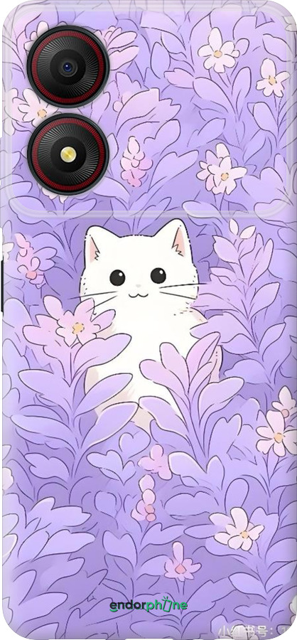 Силиконовый чехол Котик в цветах для ZTE Blade A34 - 6390u-3989 изображение 