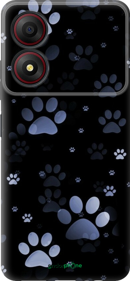 Силиконовый чехол С синими отпечатками лап для ZTE Blade A34 - 6441u-3989 изображение 