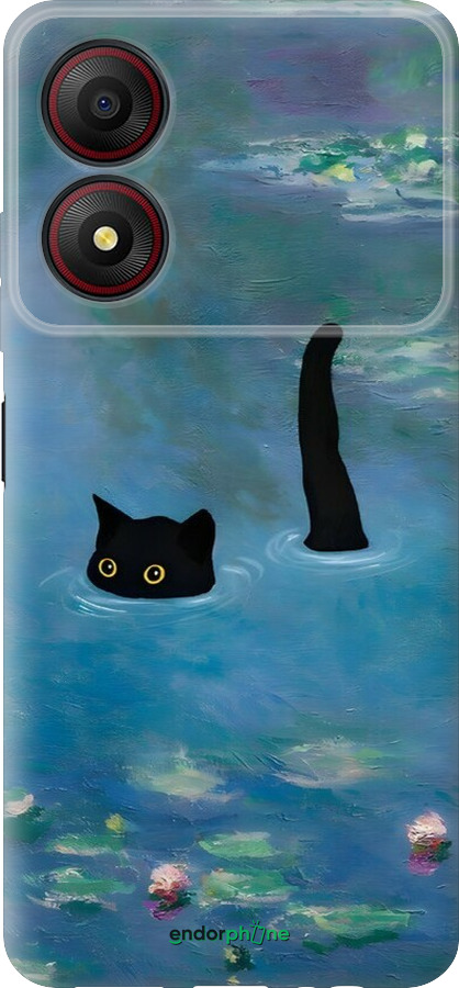 Силіконовий чехол Із зображенням кота та водяної лілії Monet для ZTE Blade A34 - 6519u-3989 изображение 