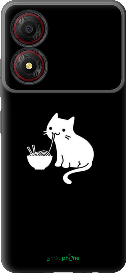 Силиконовый чехол С милым котом на черном фоне для ZTE Blade A34 - 6528u-3989 изображение 