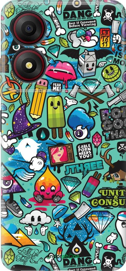 Силиконовый чехол Стикер бомбинг 1 для ZTE Blade A34 - 693u-3989 изображение 