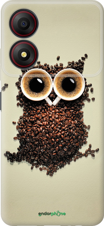 Силиконовый чехол Сова из кофе для ZTE Blade A34 - 777u-3989 изображение 