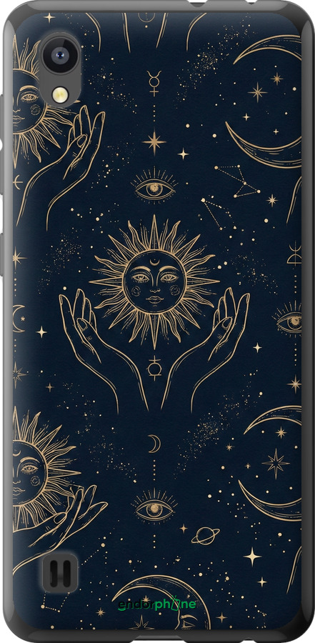 Силиконовый чехол Celestial Harmony: Sun & Moon Gold Mystic Pattern для ZTE Blade A5 2019 - 6778u-2109 изображение 