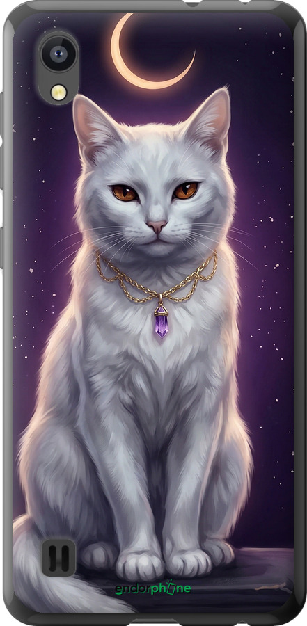 Силиконовый чехол Mystic White Cat Gothic Dark Purple Gold для ZTE Blade A5 2019 - 6805u-2109 изображение 