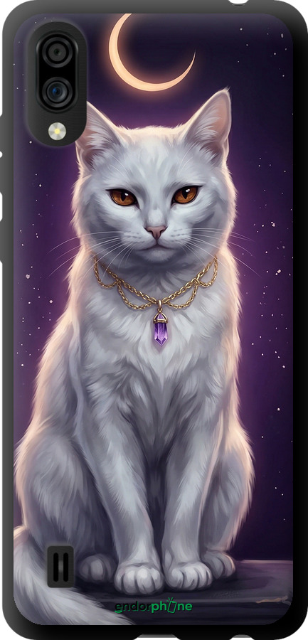 TPU чехол Mystic White Cat Gothic Dark Purple Gold для ZTE Blade A5 2020 - 6805b-2111 изображение 