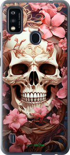 Силиконовый чехол Череп в розовых цветах для ZTE Blade A51 - 5965u-2506 изображение 