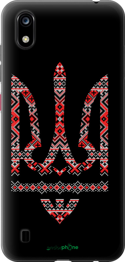Силиконовый чехол Герб - вышиванка на черном фоне для ZTE Blade A7 2019 - 1196u-2110 изображение 