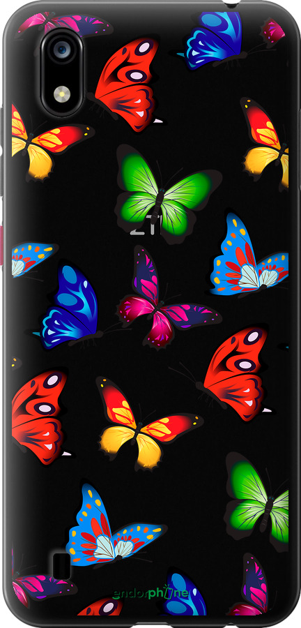 Силиконовый чехол Красочные мотыльки для ZTE Blade A7 2019 - 4761u-2110 изображение 