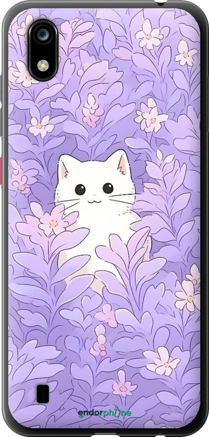 Силиконовый чехол Котик в цветах для ZTE Blade A7 2019 - 6390u-2110 изображение 