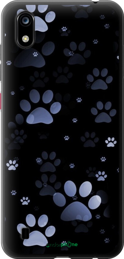 Силиконовый чехол С синими отпечатками лап для ZTE Blade A7 2019 - 6441u-2110 изображение 