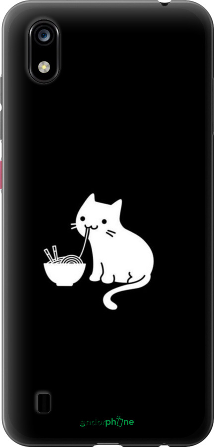 Силиконовый чехол С милым котом на черном фоне для ZTE Blade A7 2019 - 6528u-2110 изображение 