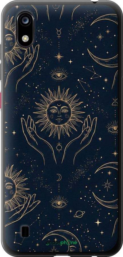 Силиконовый чехол Celestial Harmony: Sun & Moon Gold Mystic Pattern для ZTE Blade A7 2019 - 6778u-2110 изображение 