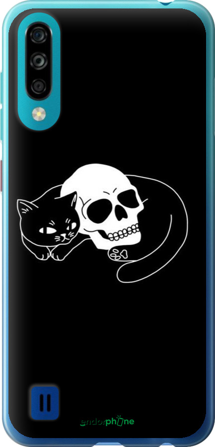 Силиконовый чехол С изображением кота и черепа для ZTE Blade A7 2020 - 6491u-2108 изображение 