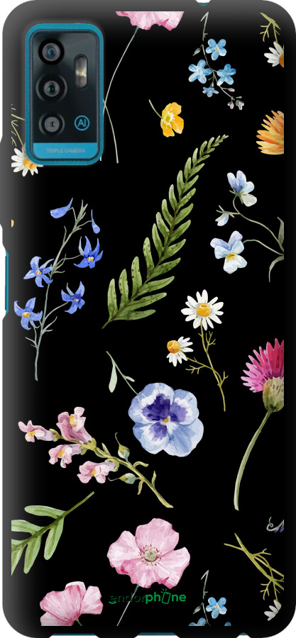 

TPU schwarz Hülle Floraler Hintergrund v2" für ZTE Blade A71", Gelb