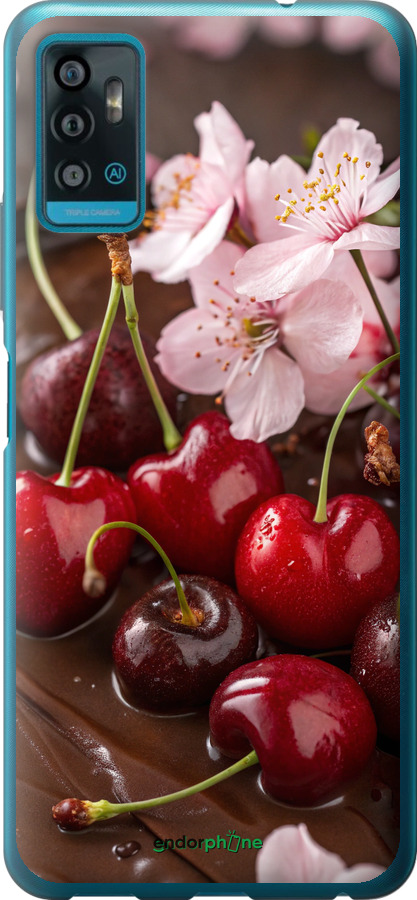 Силиконовый чехол Вишня в шоколаде для ZTE Blade A71 - 6698u-2523 изображение 