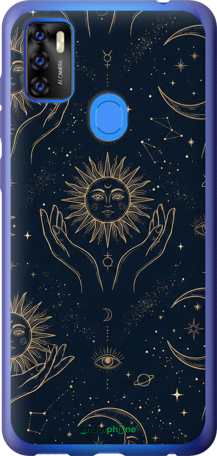 Силиконовый чехол Celestial Harmony: Sun & Moon Gold Mystic Pattern для ZTE Blade A7S 2020 - 6778u-2454 изображение 