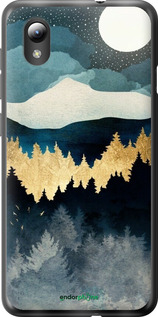 Силиконовый чехол Ночной пейзаж с лесом и горами для ZTE Blade L8 - 6493u-2448 изображение 