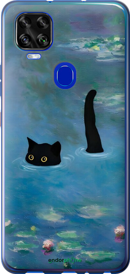 Силиконовый чехол С изображением кота и водяной лилии Monet для ZTE Blade V2020 - 6519u-2529 изображение 