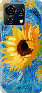 Силиконовый чехол Цветы желто-голубые для ZTE Blade V50 Vita - 5308u-3813 изображение 