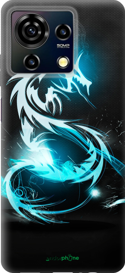 Силиконовый чехол Бело-голубой огненный дракон для ZTE Blade V50 Vita - 113u-3813 изображение 