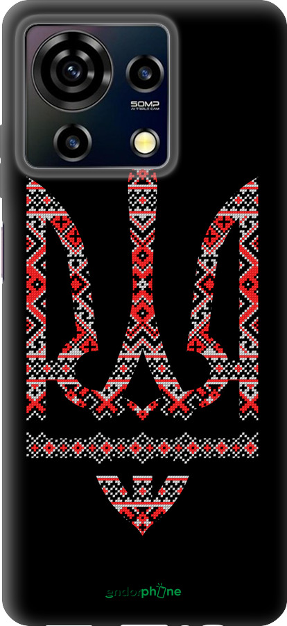 Силиконовый чехол Герб - вышиванка на черном фоне для ZTE Blade V50 Vita - 1196u-3813 изображение 