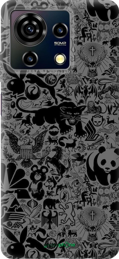 Силіконовий чехол Чорно-сірий стікер бомбінг для ZTE Blade V50 Vita - 2432u-3813 изображение 