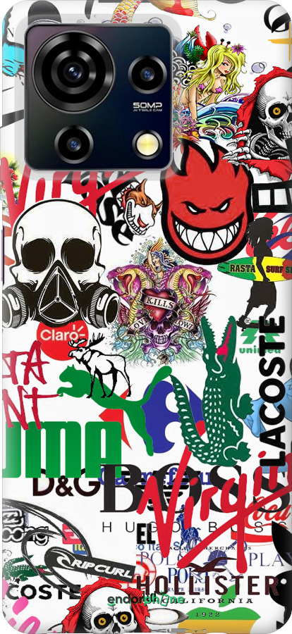 Силиконовый чехол Many different logos для ZTE Blade V50 Vita - 4022u-3813 изображение 