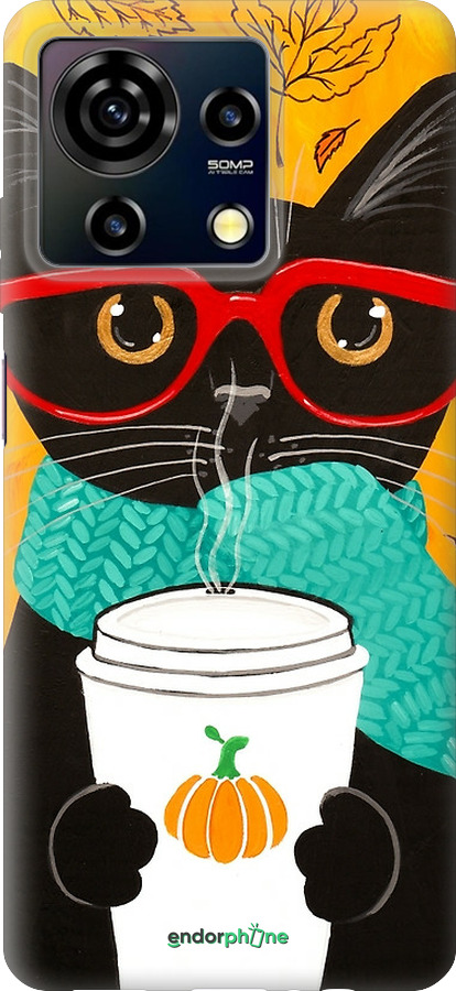 Силиконовый чехол Осенний кот для ZTE Blade V50 Vita - 4026u-3813 изображение 