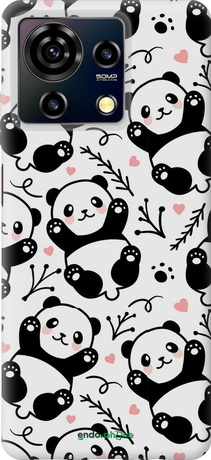 Силиконовый чехол Панды для ZTE Blade V50 Vita - 4318u-3813 изображение 