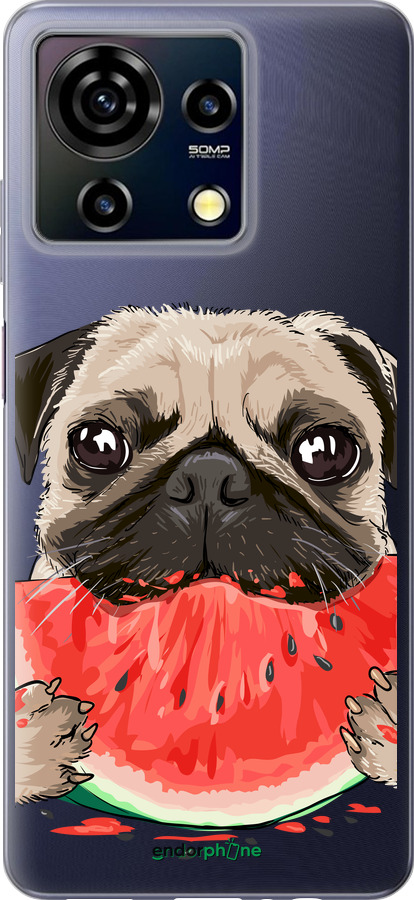 Силіконовий чехол Мопс і кавун для ZTE Blade V50 Vita - 4665u-3813 изображение 