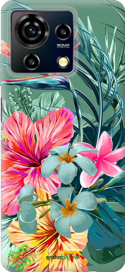 Силиконовый чехол Тропические цветы v1 для ZTE Blade V50 Vita - 4667u-3813 изображение 