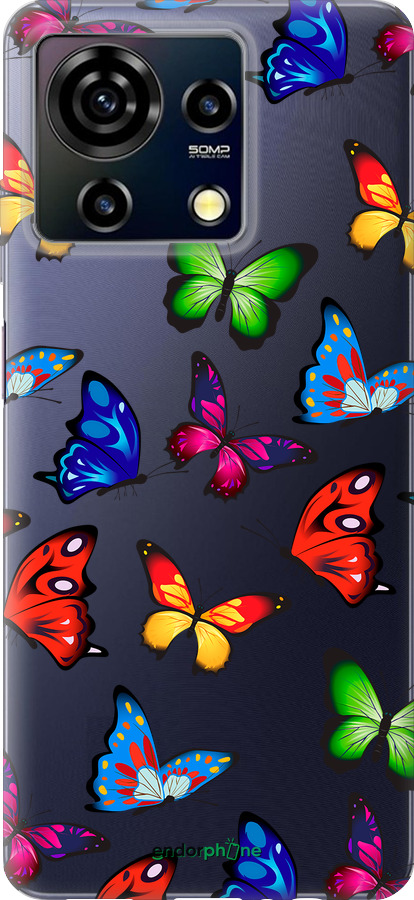 Силиконовый чехол Красочные мотыльки для ZTE Blade V50 Vita - 4761u-3813 изображение 