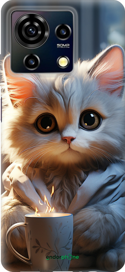 Силіконовий чехол Білий кіт для ZTE Blade V50 Vita - 5646u-3813 изображение 