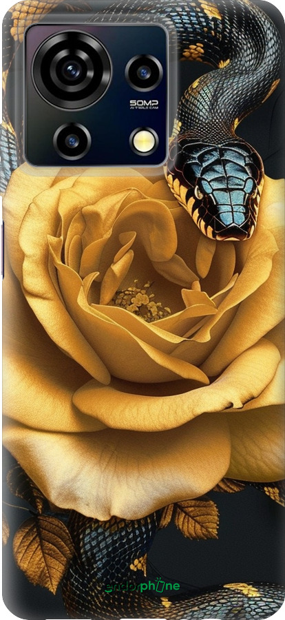 Силиконовый чехол Black snake and golden rose для ZTE Blade V50 Vita - 6068u-3813 изображение 