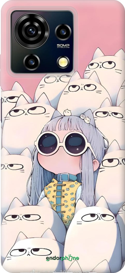 Силиконовый чехол Малышка с котами для ZTE Blade V50 Vita - 6295u-3813 изображение 