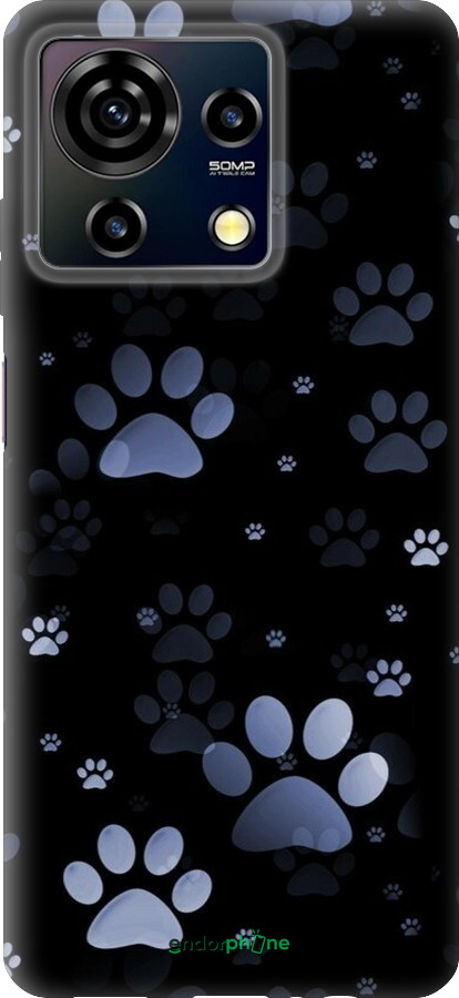 Силиконовый чехол С синими отпечатками лап для ZTE Blade V50 Vita - 6441u-3813 изображение 