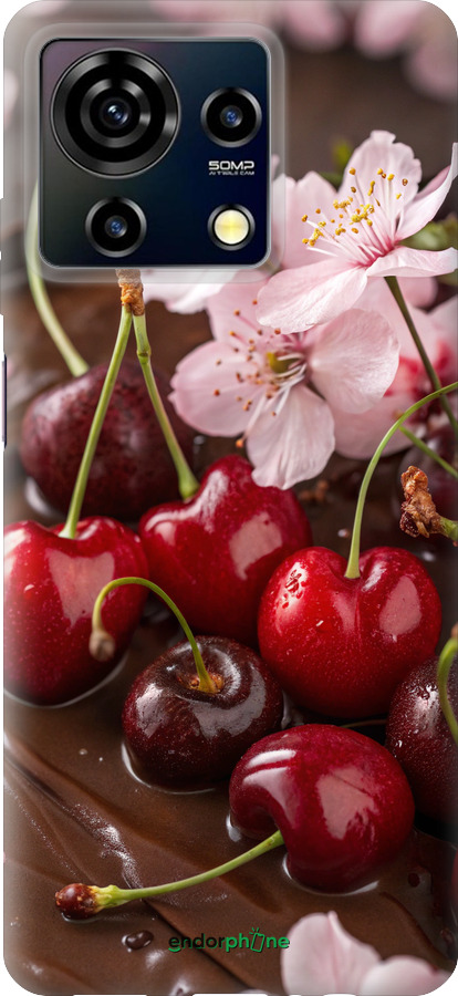 Силиконовый чехол Вишня в шоколаде для ZTE Blade V50 Vita - 6698u-3813 изображение 