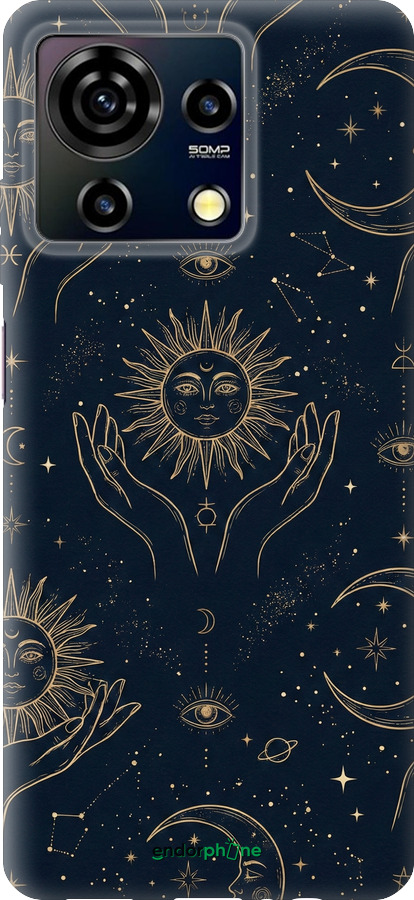Силиконовый чехол Celestial Harmony: Sun & Moon Gold Mystic Pattern для ZTE Blade V50 Vita - 6778u-3813 изображение 