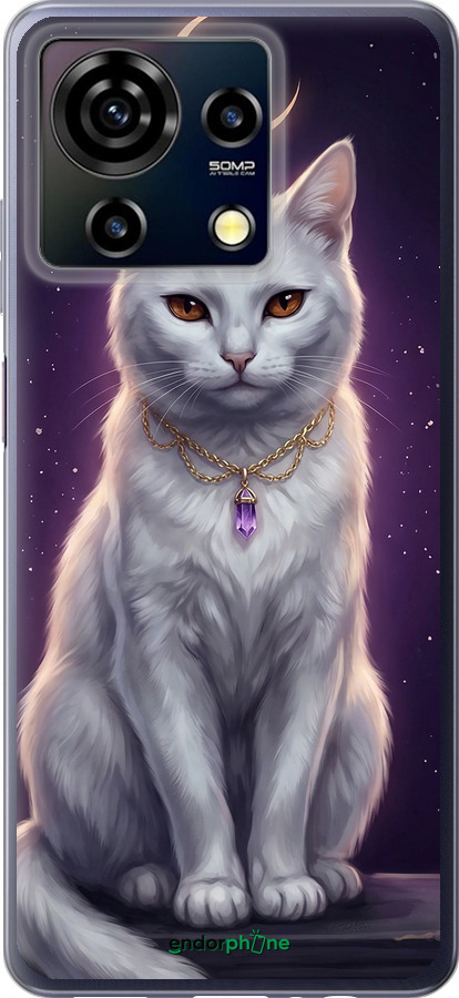 Силіконовий чехол Mystic White Cat Gothic Dark Purple Gold для ZTE Blade V50 Vita - 6805u-3813 изображение 
