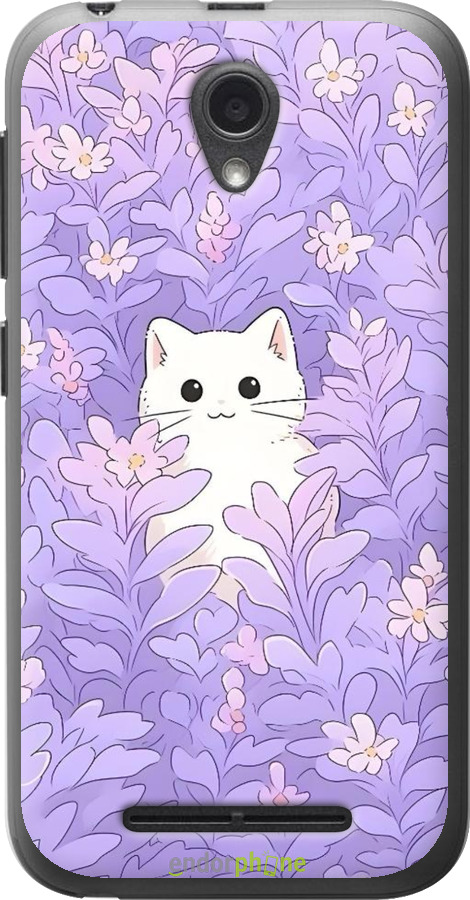 Силиконовый чехол Котик в цветах для ZTE L110 - 6390u-435 изображение 