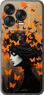 Силиконовый чехол Чехол для телефона Девушка с оранжевыми бабочками для ZTE Nubia V70 Design - 5940u-4084 изображение 